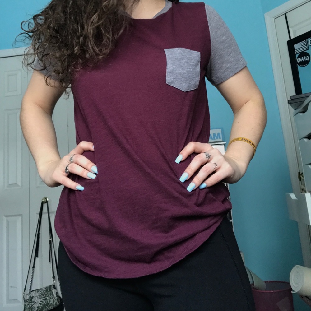Maroon and grey top